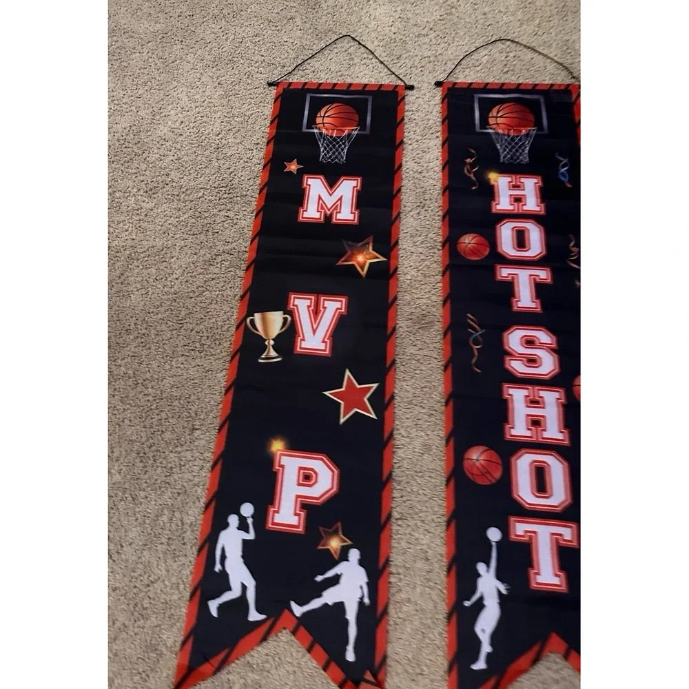 3Pcs Basketball Party Decorations Banner Sign Basketball Game Time Porch Signs‎
